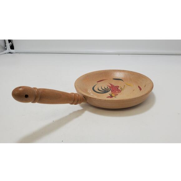 Royalty Vintage Mid Century (1960's) Maple, Hand Painted, Rooster Snack Bowl - Picture 6 of 7